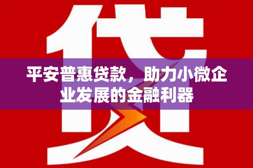 崇信平安普惠贷款，助力小微企业发展的金融利器
