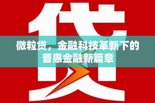 崇信微粒贷，金融科技革新下的普惠金融新篇章